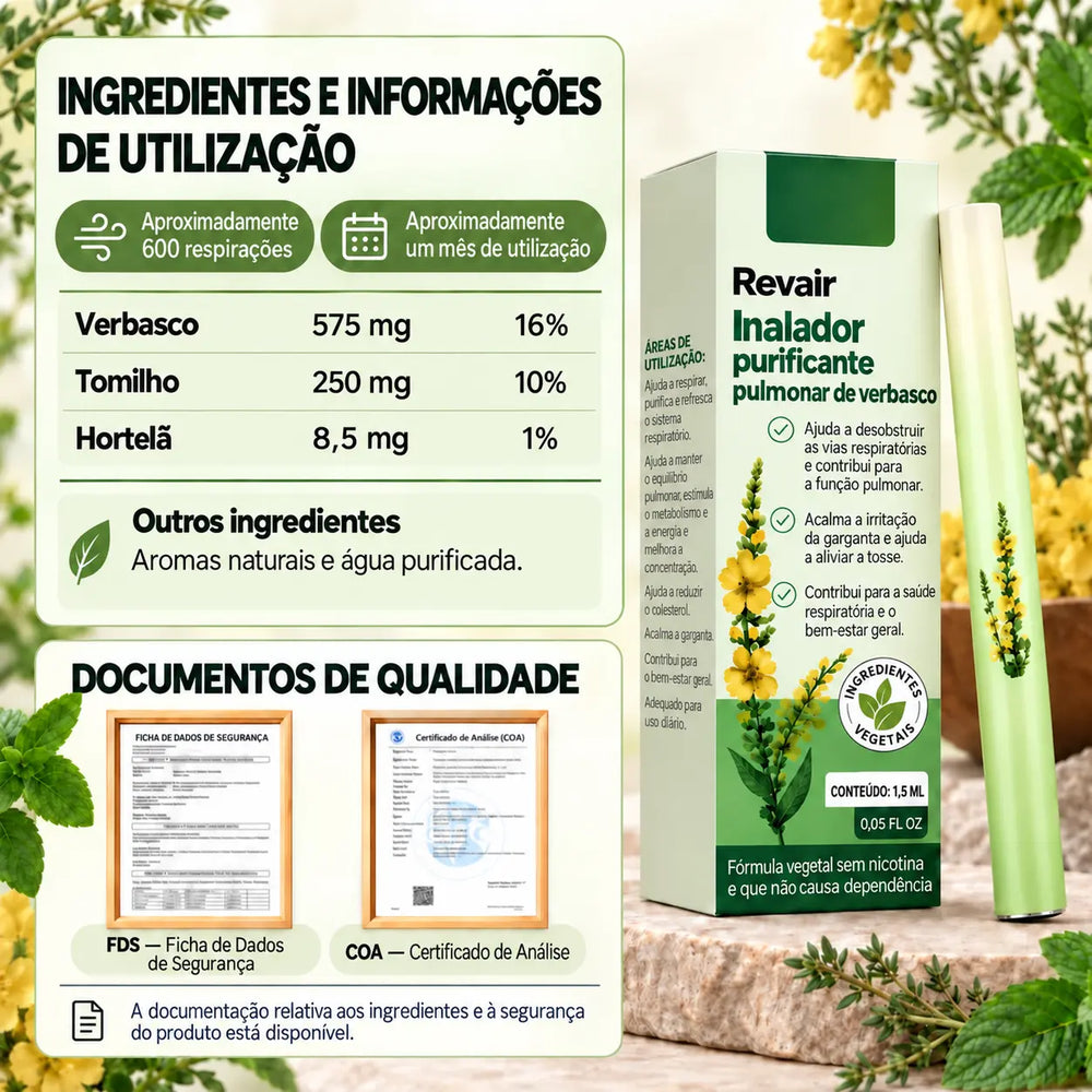 Inalador Respiratório Revair de Verbasco